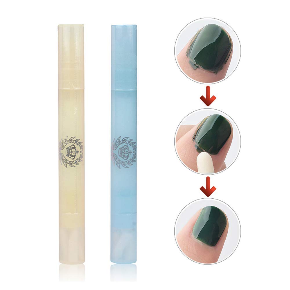 Bolígrafo corrector de esmalte de uñas (x2) para borrar las rebabas de barniz, con 3 puntas de repuesto