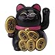 Mumusuki Glückskatzen-Wellenarm-Set, Solarbetriebene Niedliche Winkekatze Maneki Neko Winkearm für Glücksgeld und Viel Glück, Solar-Glückskatzen-Statuendekorationen für die Dekoration des (Schwarz)
