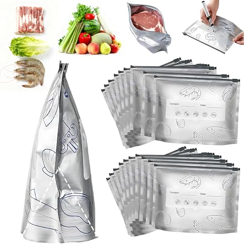 10-Pack Reusable Aluminum Foil Storage Bags - Airtight Stand-Up Food