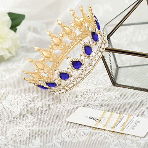 Image of Foyte Baroque Queen Crown and Tiaras Sparkly Rhinestone Wedding Crown Bride Tiaras Royal Princess Full Tiaras Headpieces for Women and Girls