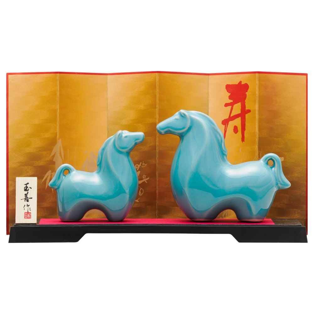 Amazon.co.jp: 干支 午 置物 馬 うま 2026年/ 青磁親子/粗品 販促 景品