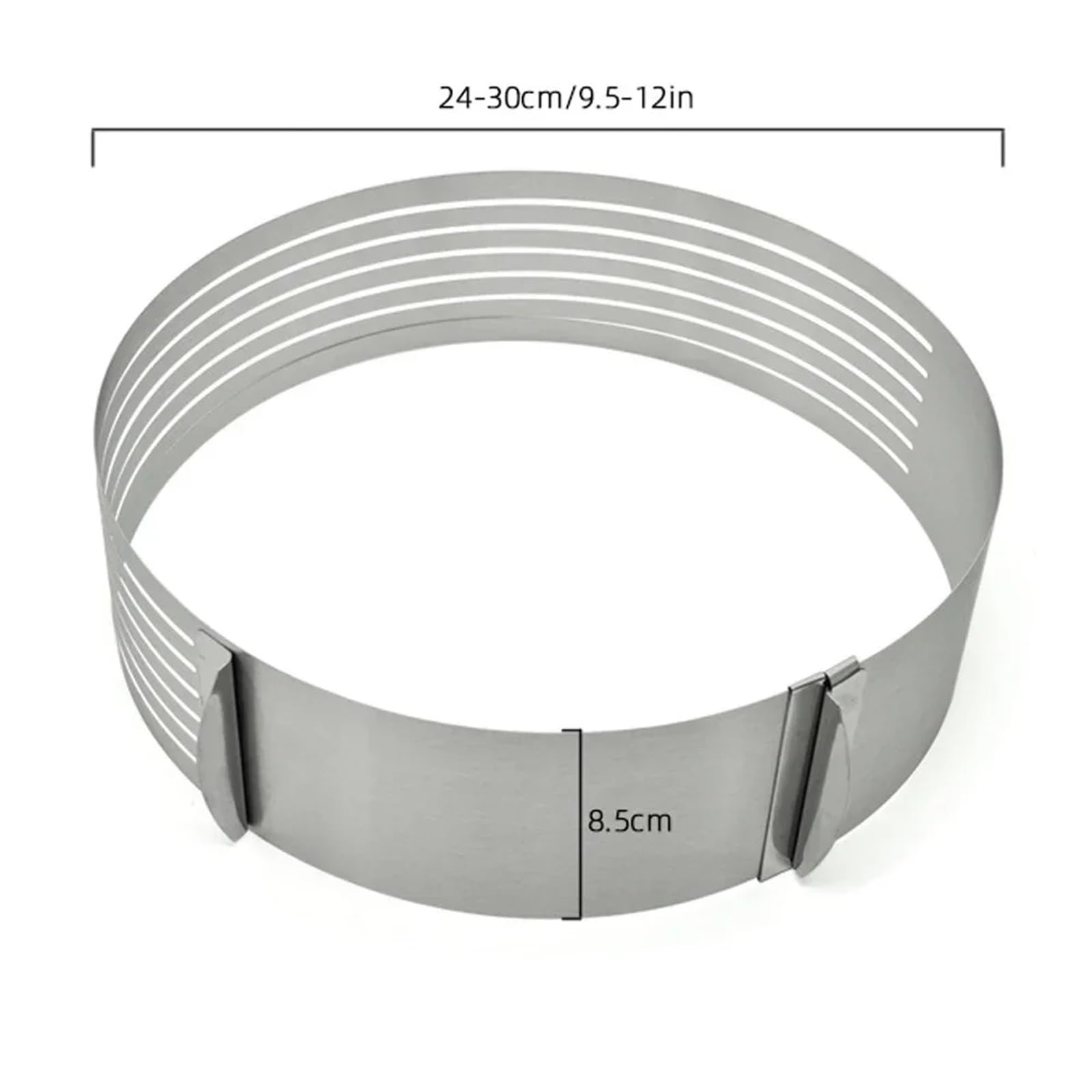 2 uds 20CM 30CM Cortador de Pastel Pan Redondo Ajustable Acero Inoxidable 7 Capas rebanador Molde Anillo Mousse Utensilios for Hornear para Pasteleria(L)