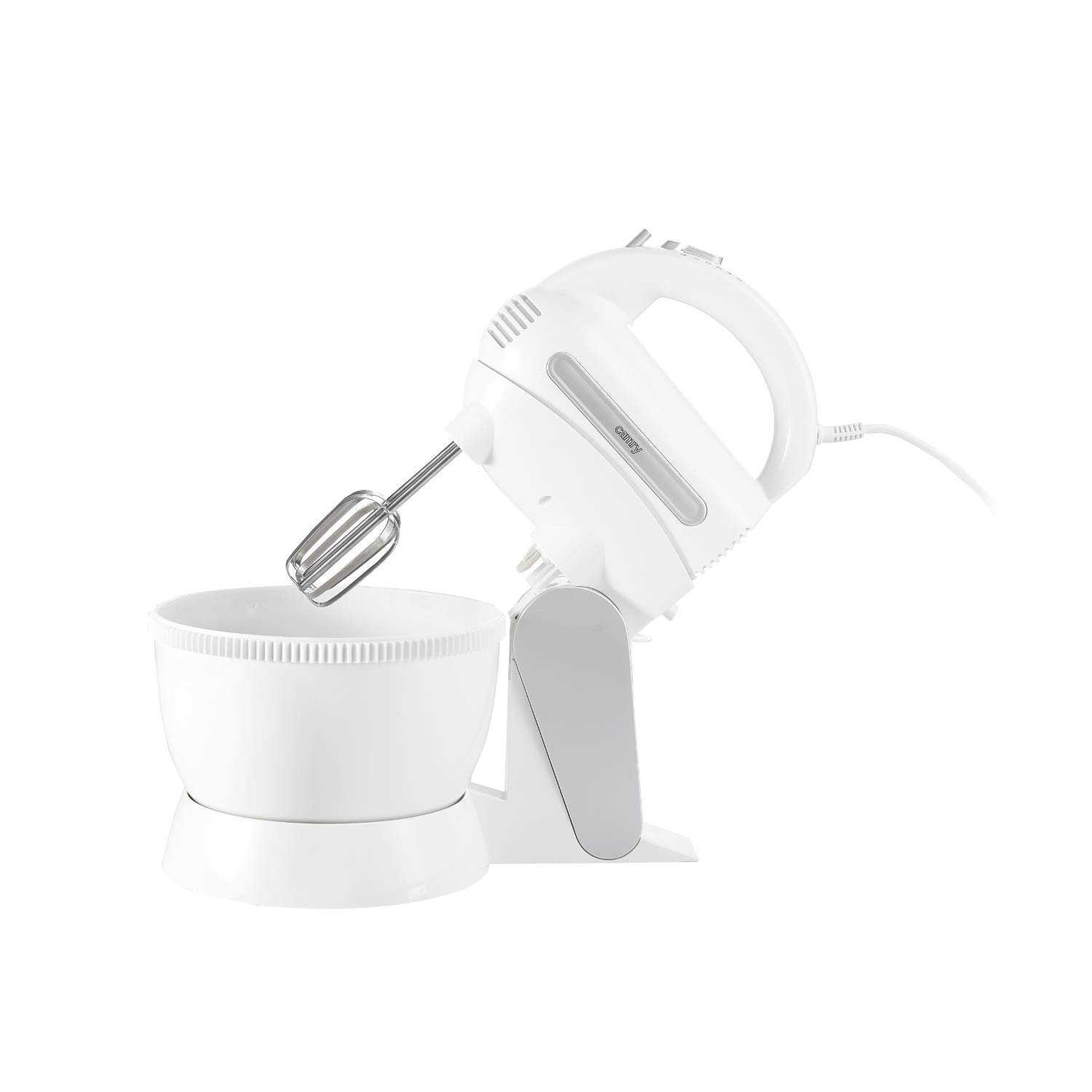 CAMRY CR 4213 - Frullatore a mano con ciotola per miscelazione, 600 W, 5 velocità, con supporto per impastare e gancio per mescolare, in acciaio INOX, con miscelatore elettrico