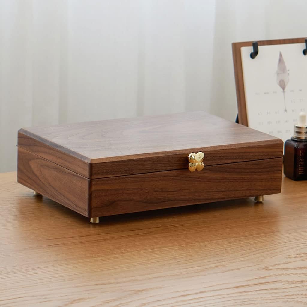 Jewelry Box Jewelry Box Simple Retro Storage Box Ring Earring Necklace Bracelet Watch Storage Box Wooden Jewelry Box 13.38 Inch Jewelry Boxes and (B with Lock) (B with Lock) (B with Lock)
