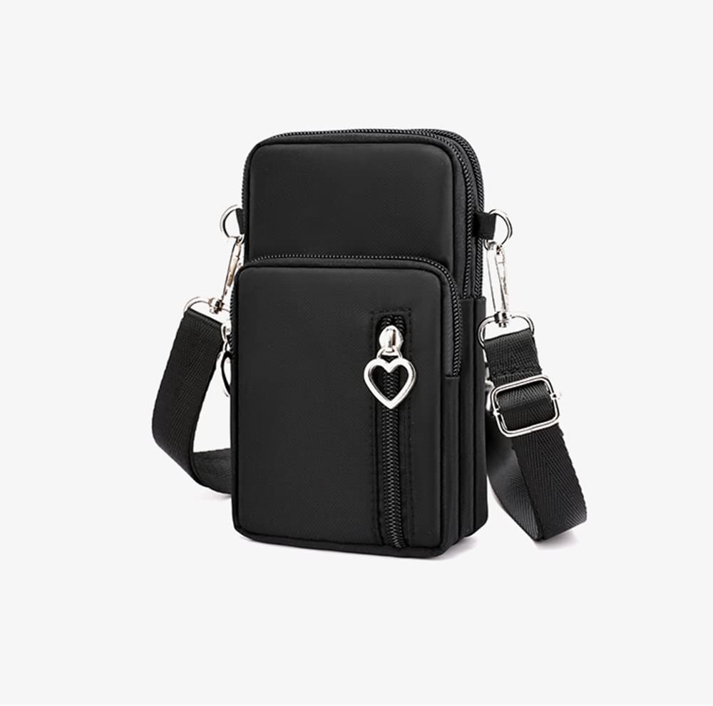 Little Purse Cell Phone Crossbody Case Bag Armband Pouch for Samsung Z Fold 4, S21 Fe A13 / Moto G Pure, G Power Stylus 2022 / Pixel 7 Pro/TCL 10L, 20SE, 20 Pro 5G, 30 XE/Blu F91 5G (Black)