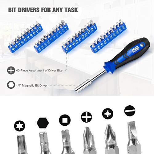 PROSTORMER Magnetic Screwdriver Set, 79-Piece Multi-Purpose Slotted/Phillips Screwdriver Kit with Precision Screwdrivers, Allen Wrench Set and Screwdriver Bits for DIY and Repair Works