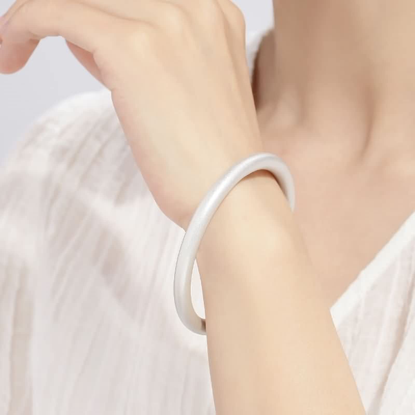 KnSam Bracciale da donna in argento Sterling 990, lucidato a maglie