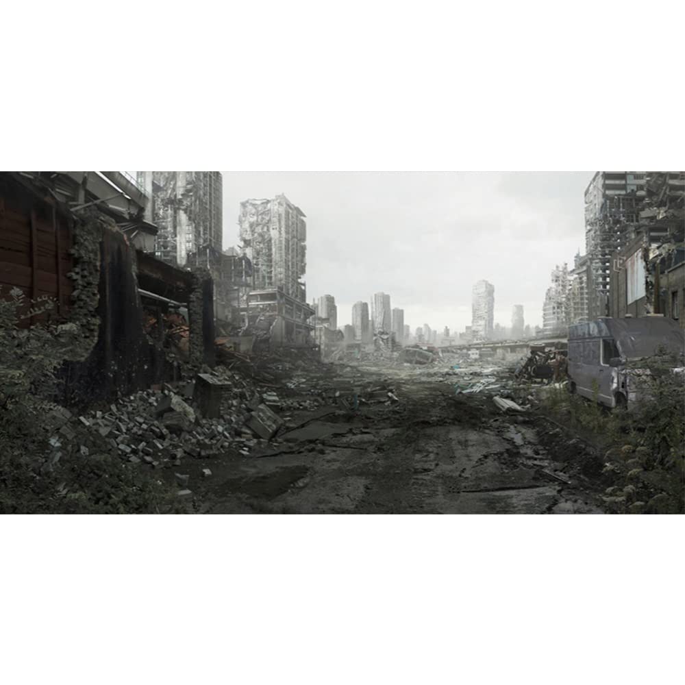 YongFoto 15x8ft Sci-fi Ruined City Backdrop Future Destroyed Urban Destruction Abandoned Buildings Town The End World Theme Photography Background Birthday Party Adults Kids Portrait Photo Props