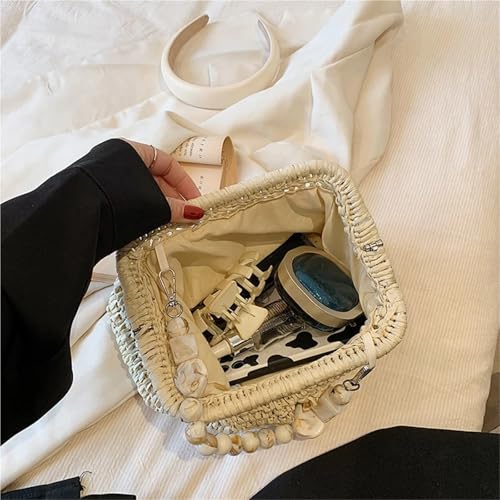Straw Bag Straw Top Handle Bags for Women Handbags Summer Rattan Woven Casual Shoulder Bags Female Clutch Purses(Beige)4