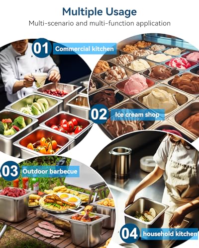 Image of ZeroPone 6 Pack Hotel Pans 1 /6 Size 6 inch Deep Steam Table Pan | 22 Gauge Anti Jam Commercial Food Pans for Hotel, Party, Buffet, Catering Supplies