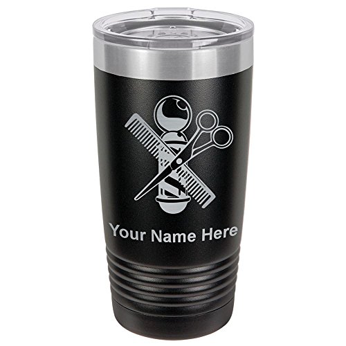 LaserGram 20oz Vacuum Insulated Tumbler Mug, Barber Shop Pole, Personalized Engraving Included (Black)