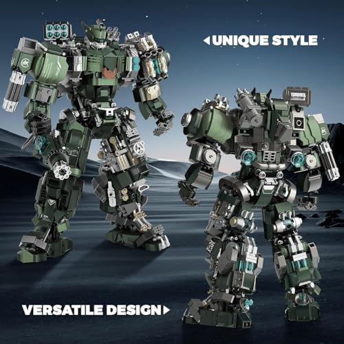 Image of SKY LINE OCEAN Large Mech Robot Building Blocks Set (1403+ PCS) | Motorized Industrial Style Warrior Model with Weapons | Fully Articulated Collectible for Ages 14+ | 5 Year Structural Warranty