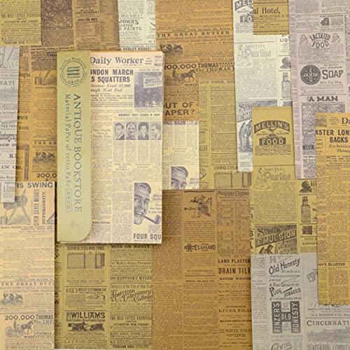 コラージュ素材 Rickton ペーパー 60枚 紙素材 レトロ 古風 クラシック 懐古 デザインペーパー ヴィンテージ 手帳素材パック パラフィン紙 ジャンクジャーナル 古書 60枚セット