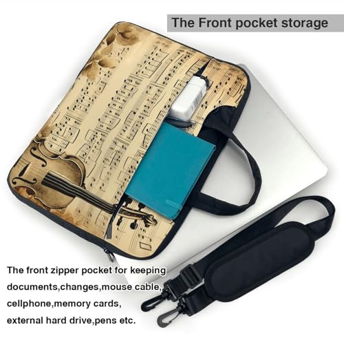 Bolsa Tote para Laptop con Notas Musicales en Papel Antiguo miniatura 4