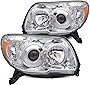 VehicleAid Headlight Assembly Compatible with 2006-2009 Toyota 4Runner Projector Headlamp Driver and Passenger Side (Chrome Housing with Amber Reflector)