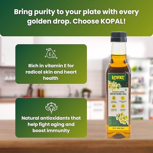 Image of Kopal Kachi Ghani Pure Mustard Oil | 500 ML PET BOTTLE | Nutrient-Rich & Chemical-Free | Mustard Seeds | Retains Natural Flavour & Aroma | Ideal for Cooking & Wellness