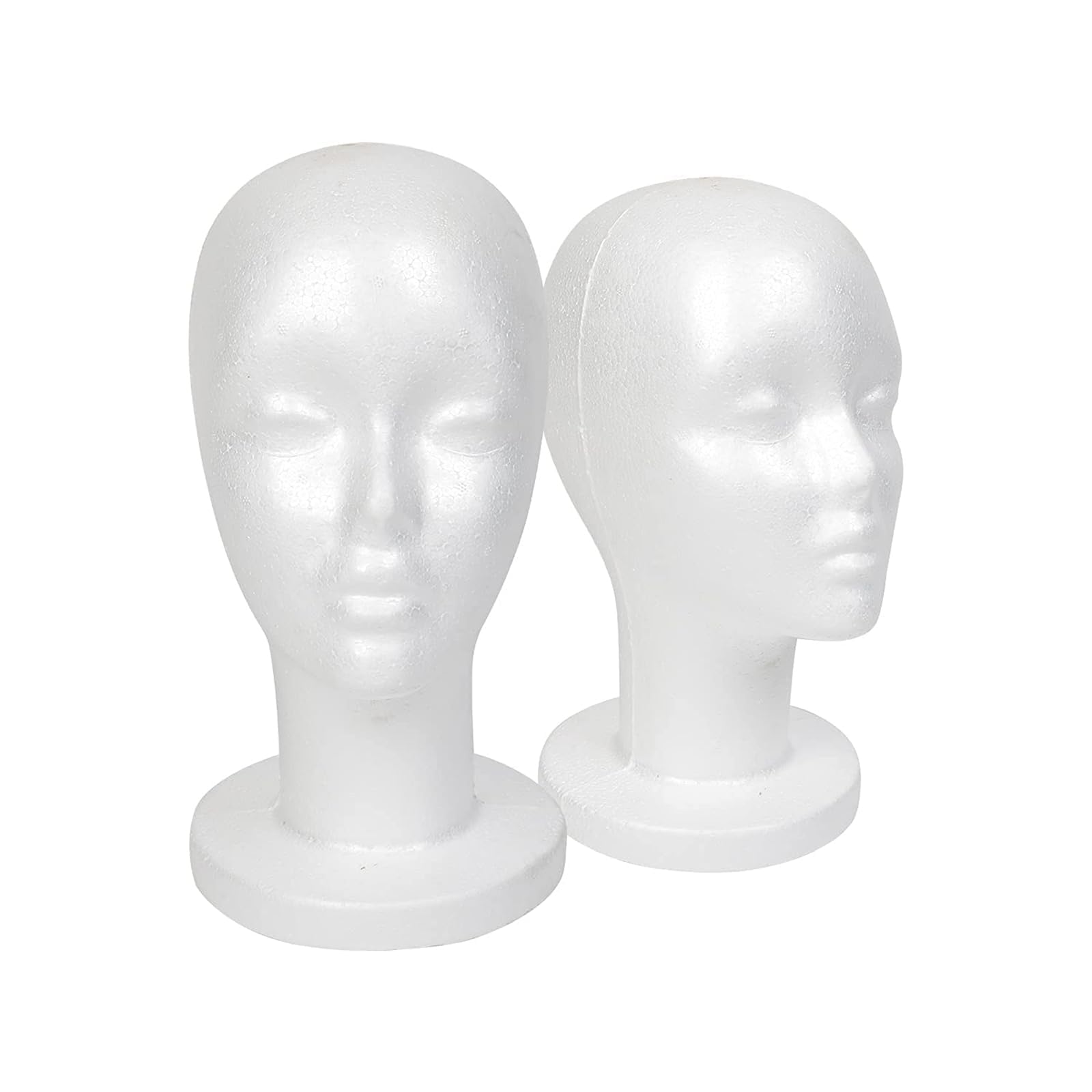 THE WHITE SHOP White Foam Mannequin Head Display, Styrofoam Wig Head (2 pack)