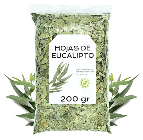 Infusion Eucalipto 200g - Eucalipto Hojas - Hojas de Eucalipto Naturales - Infusiones a Granel - Rica en Minerales y Nutrientes - Propiedades Naturales (200 gr)