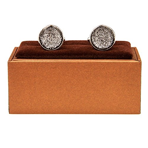 MRCUFF Black Diamond Dust Formal Set Cufflinks in Presentation Gift Box & Polishing Cloth