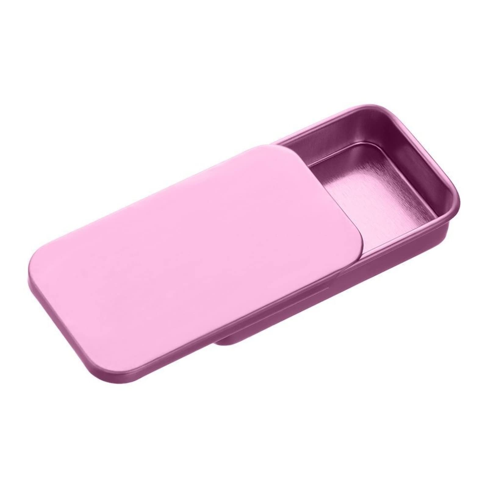 JINGYAN Storage Boxes Iron Box Sliding Rectangular Empty Jar Storage Jewelry Pill Tin Container Cosmetic(Pink)