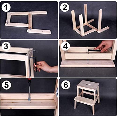 Taburete de escalada DASHADAO de madera maciza con dos peldaños para biblioteca 7