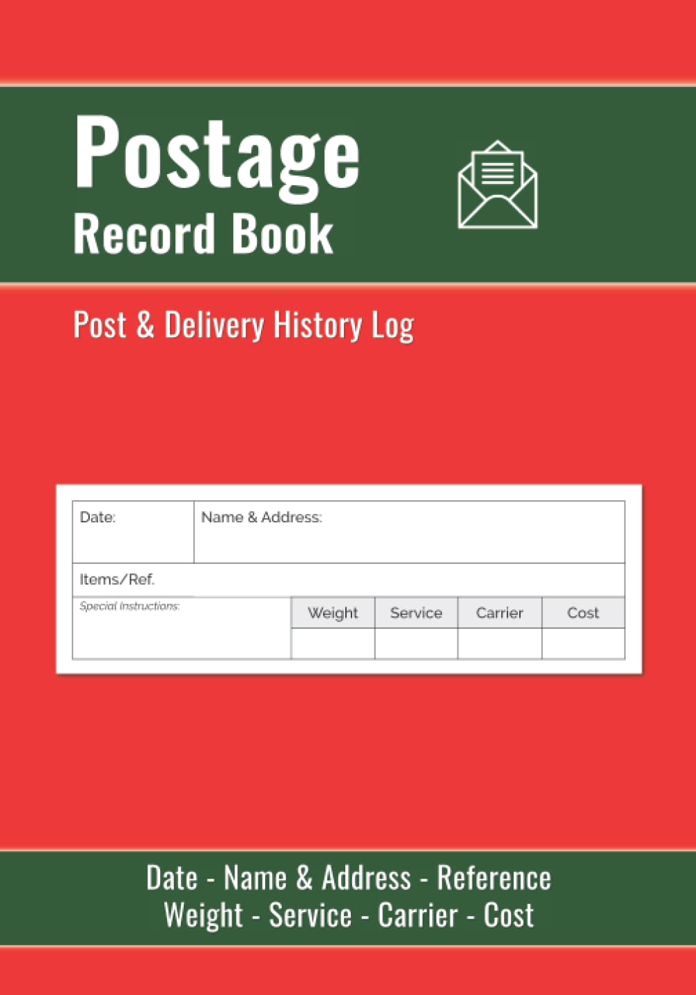 Postage Record Book Mail Tracker Log Document Sent Letters and