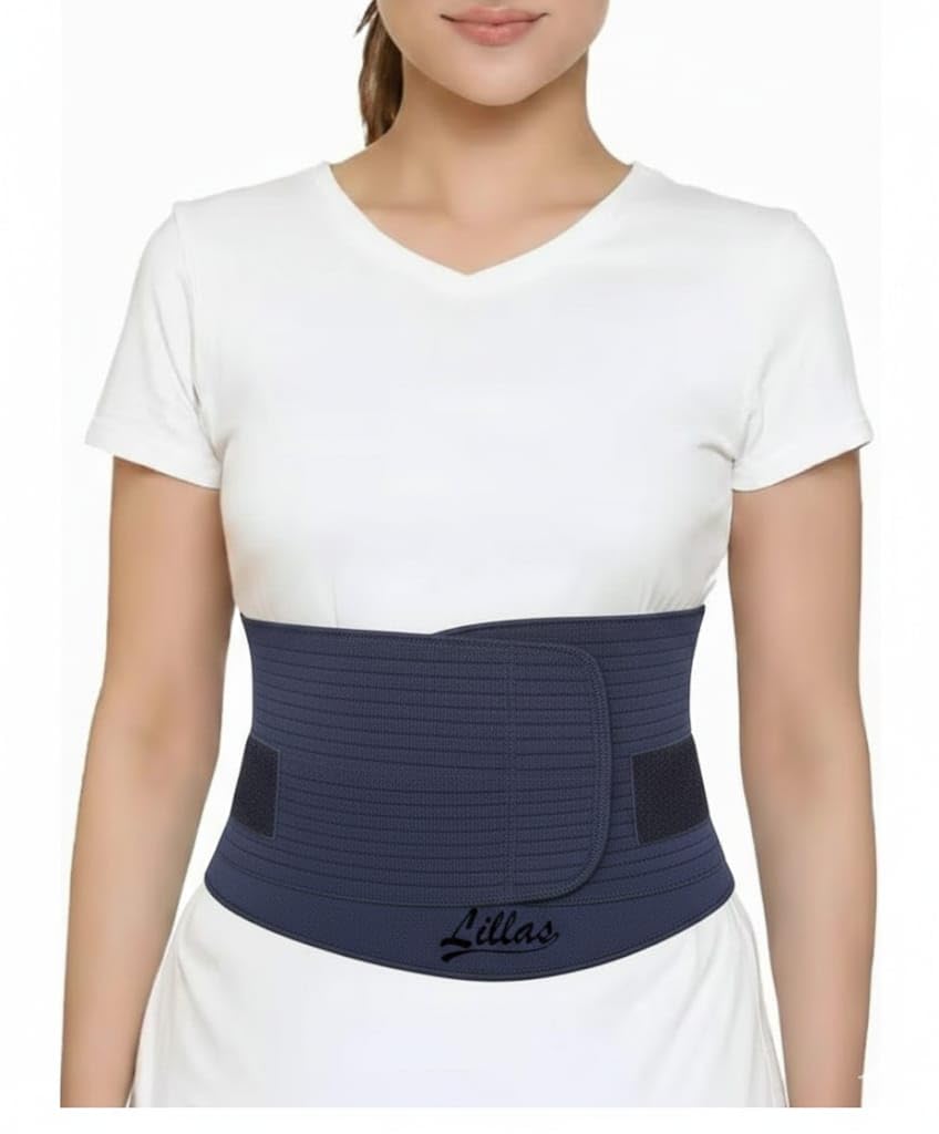 Lillas Dual Strap support Postpartum Belly Band After Delivery for Women – Adjustable Waist, Belly & Pelvis Support Belt – C-Section Recovery & Back Pain Relief – Body Shaper & Tummy Tucker – Breathable, Stretchable & Comfortable Fit (COLOUR-Grey) (ONE SIZE) (Blue)-image-15