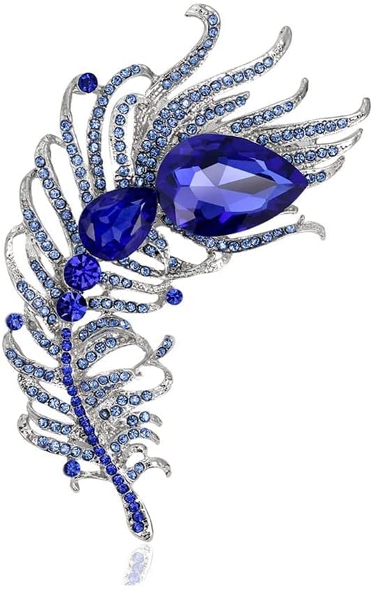 Broche de pluma de cristal para traje elegante de mujer 7