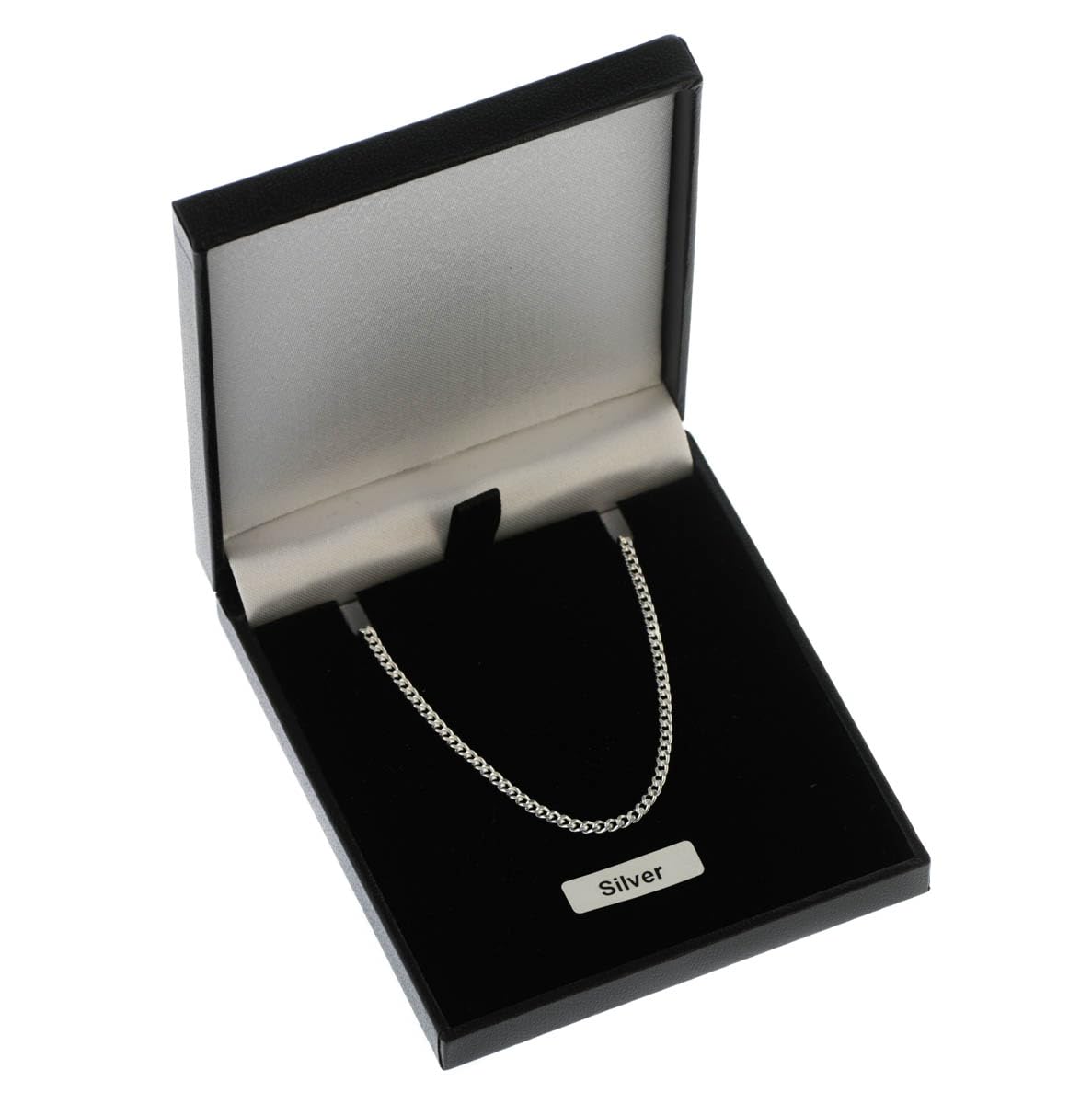 Collar de cadena fina de plata de ley de 2 mm, 40,6 a 61 cm, en caja de regalo