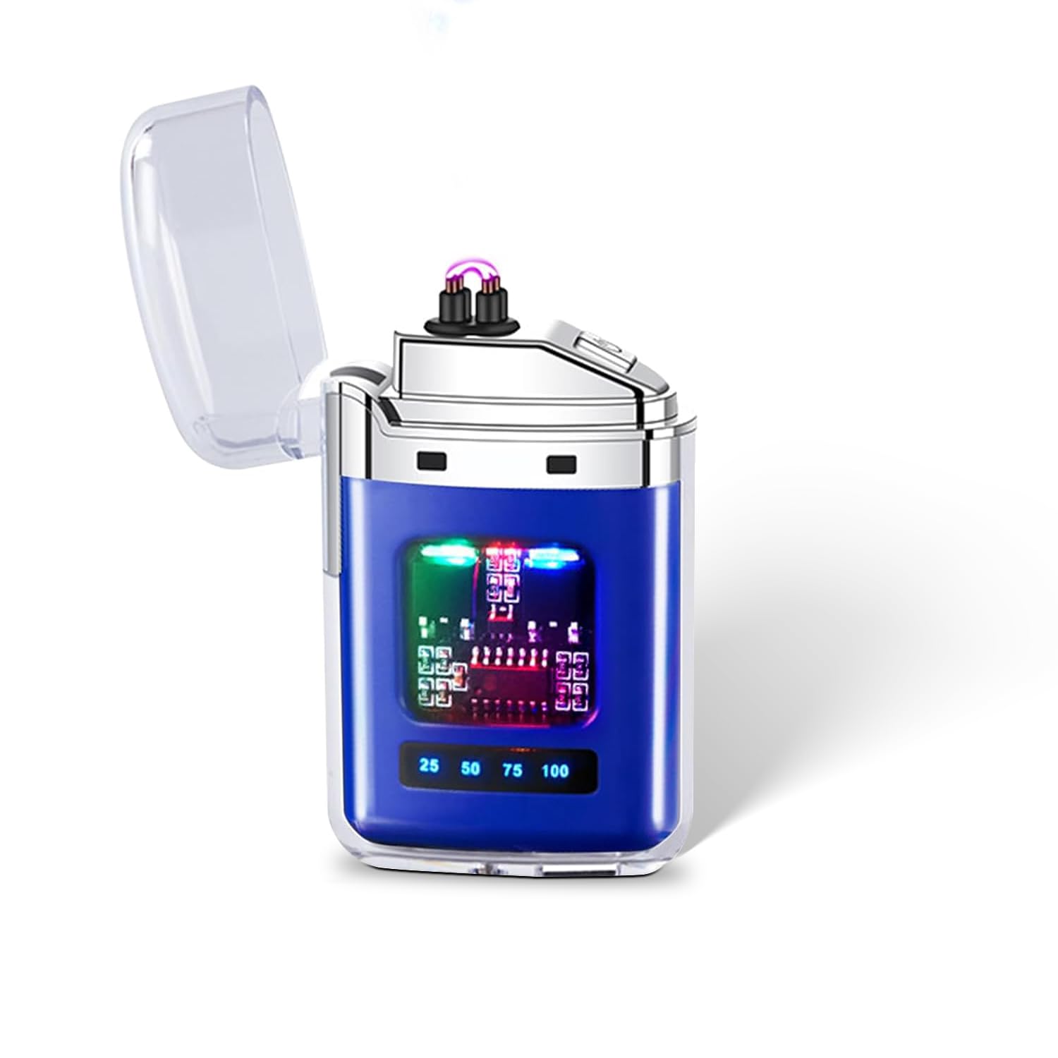 Sumokaii Electric Lighter, Type-C Rechargeable Lighter, Dual Arc Design Ligh-ter, Windproof Ligh-ter, LED Power Display, Windproof Plasma Dual Arc, Compact and Easy to Carry, High-value Gift (Blue)