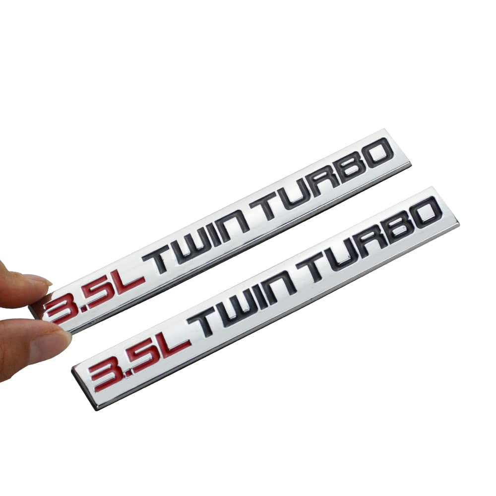 Polished Metal Twin Turbo Emblem Badge - Car Trunk Decal Sticker For 3.5L & 6.4L Engine Cars