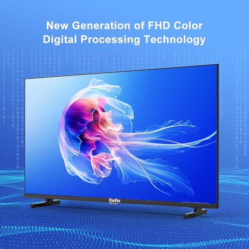 Image of TuTu 32 Inch HD TV, 2K LED Small Flat Screen Non-Smart Television, Works with Apple TV, Fire Stick, Roku, Google, TiVo, Xumo, and Streaming Devices