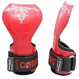 Cobra Grips PRO Weight Lifting Gloves Heavy Duty Straps Alternative Power Lifting Hooks Best for Deadlifts Adjustable Neoprene Padded Wrist Wraps Support Bodybuilding (FIT Red Rubber)