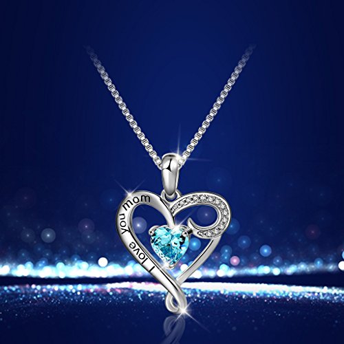 Mother's Birthday Gift I Love You Mom S925 Sterling Silver Heart Pendant Necklace #TOP2