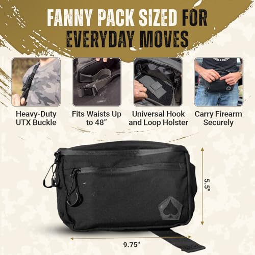 Image of HighSpeedDaddy Carry Fanny Pack - 500D Water-Resistant Nylon, Quick Access CCW Pocket, YKK AquaGuard Zippers, EDC Bag with Adjustable Waist (upto 49 inch), Everyday Carry for Men & Women - Black Multicam