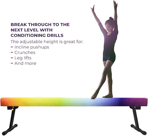 Miniatura 8 de Sealoha Viga de equilibrio de 2,4 m ajustable y plegable ultrasimple, equipo de gimnasia de barra de piso alto y bajo de ante, no requiere