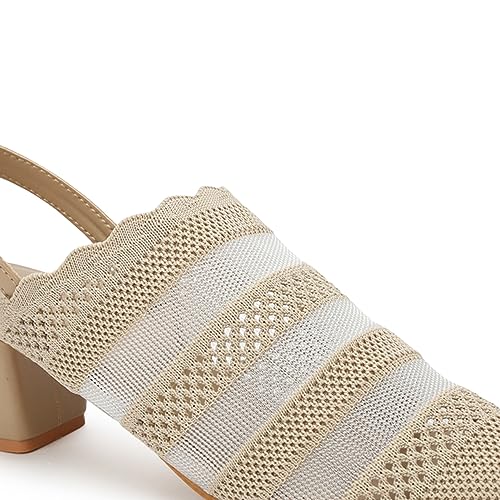 Image of Marc Loire Women's Knitted Round Toe Block Heel Mules for Casual and Formal Wear