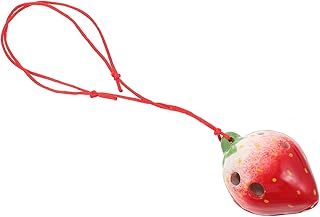FAVOMOTO 1 Conjunto De Morango Fruta Ocarina Crianças Instrumento Musical Ocarina Alto C Mão Ocarina Crianças Instrumentos Meninas Colares Colar Para Crianças Morango Modelagem Ocarina 6