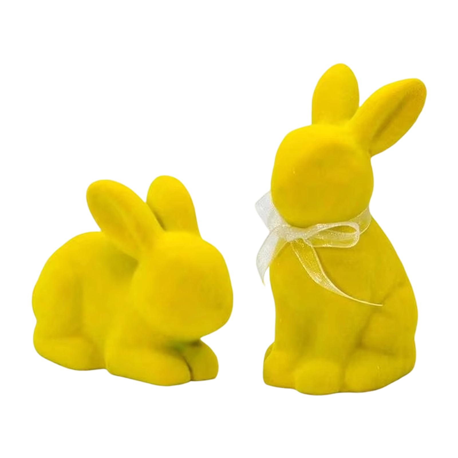 TFAOYS 1 Pair Easter Themed Animal Sculptures Flocking Texture Resin Desktop Ornament Perfect for Seasonal Styling Desktop Easter Ornament