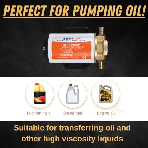 SEAFLO 24V Self Priming Impeller Gear Pump - 3.2 GPM Oil Change Diesel Fuel Transfer Pump, Reversible Flow, Copper Impeller, Rugged Metal Gears, Self Priming Design, 4 Year Warranty by SEAFLO - Image 6