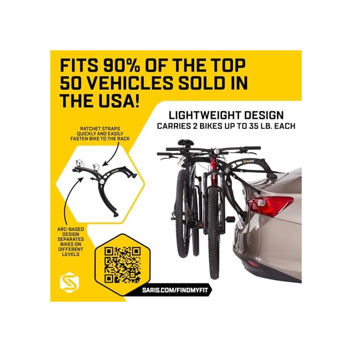 Saris Bones Car Bike Rack, Trunk or Hitch Carrier, Mount 2-4 Bicycles - Image 3