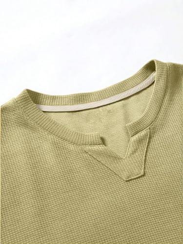Image of TAGDO Men's Waffle Knitted V Neck|T Shirt for Man|Waffle|Cotton|Casual| Regular Fit Tees (2012)