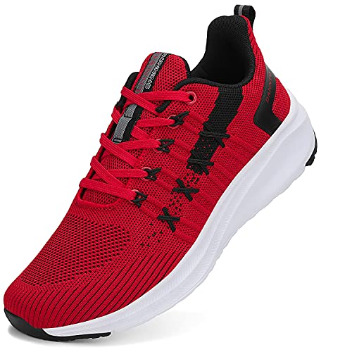 DANNTO Zapatillas de Deporte Hombre Mujer Running Zapatos para Correr Gimnasio Sneaker Deportivas Padel Transpirables Casual Calzado Unisex Rojo B 42