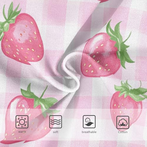 Wusikd Strawberry Girls' Underwear Cotton Pink Checkered Girls Briefs Soft Toddler Underwear 2T3