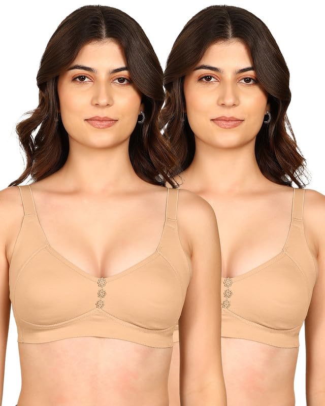 komli Invisi-Soft Easy-Fit Seamless Bonded Cotton Non-Padded Minimiser | M-Frame Design | Full Coverage | Wire-Free | Reduces The Appearance by 1 Cup Size | Pack of 2 |-picture-12
