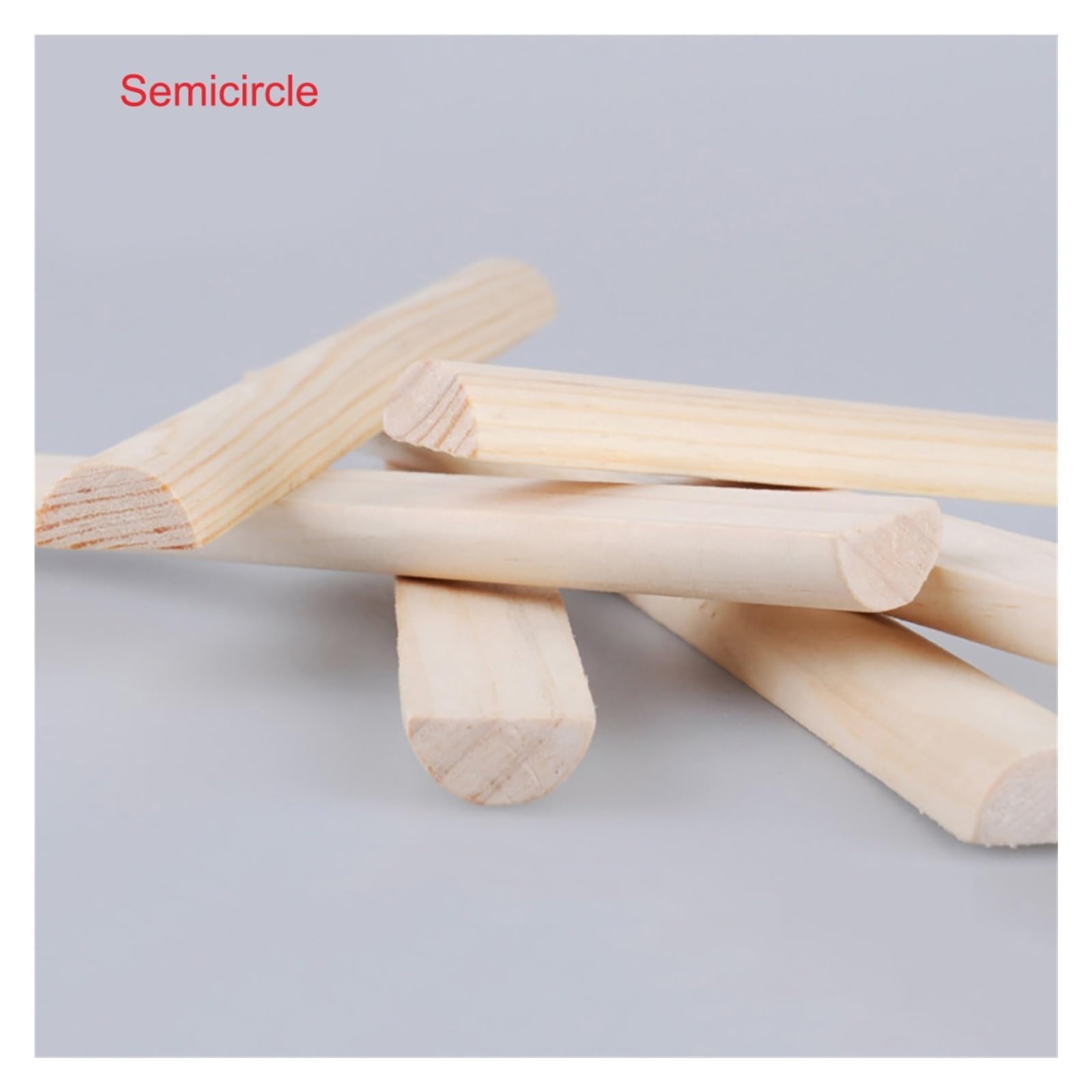 Bâtonnets en Bois Tiges en bois de pin massif, longueur 100-300mm, 8-28mm, demi-cercle rond, bandes de pin massif, matériel de modèle de bricolage, artisanat de décoration, pièces de fabrication(10x20