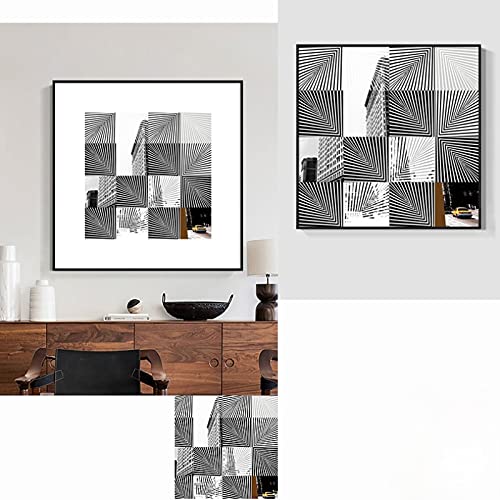 Impressions abstraites modernes noir et blanc 70x70cm lot de 2