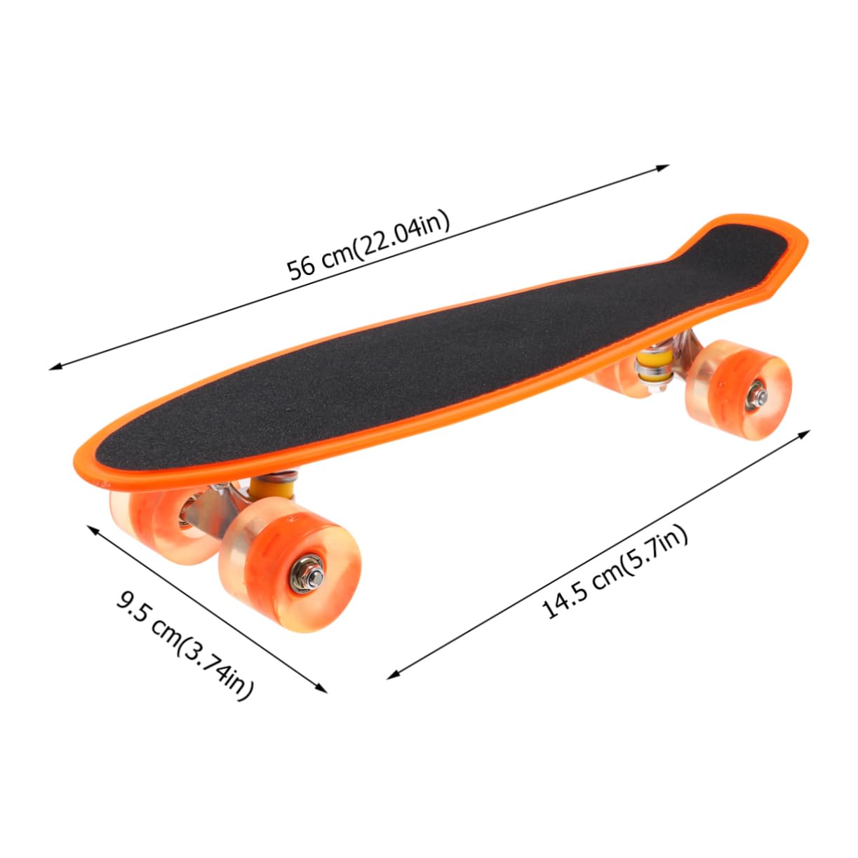 ibasenice 56cm Flashing Wheel Skateboard Fish Board Outdoor Skateboard for Boys and Girls Adults