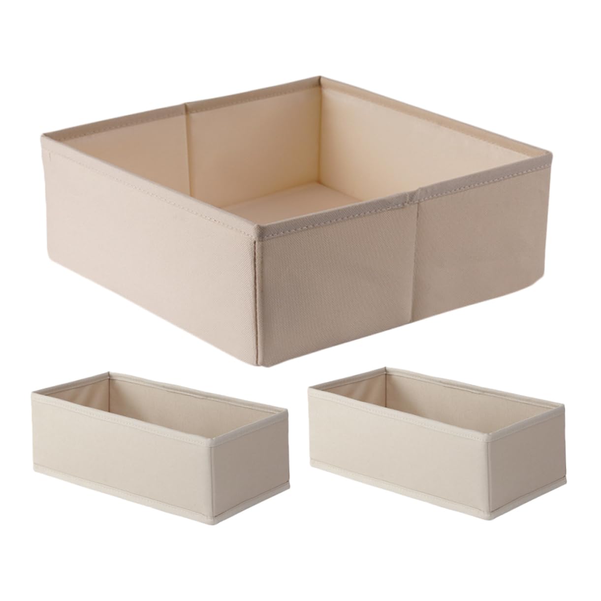 3 Piezas, Caja Organizadora de Ropa Interior de Tela Beige