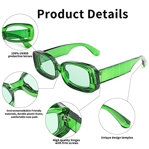 SCVGVER Y2K Trendy Rectangle Sunglasses for Women Men, Cute 90s Square Sunglasses, UV400 Protection3